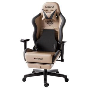 AutoFull C3 Gaming Chair, Racing Style Gaming Chair with Ergonomic Lumbar Support,Adjustable High Back PU Leather PC Chair with Footrest,Brown
